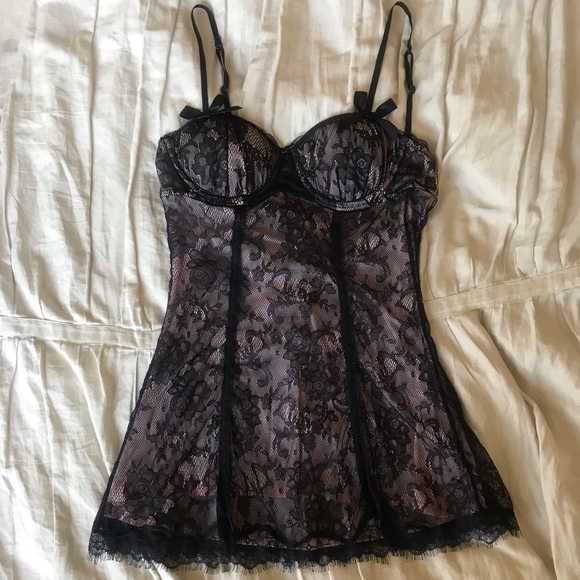 Black + Pink Lace Babydoll - NWOT - Picture 2 of 10